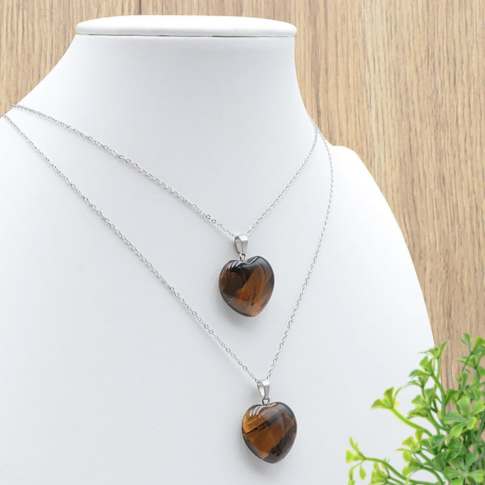 PENDENTIF COEUR 20MM OEIL DE TIGRE A