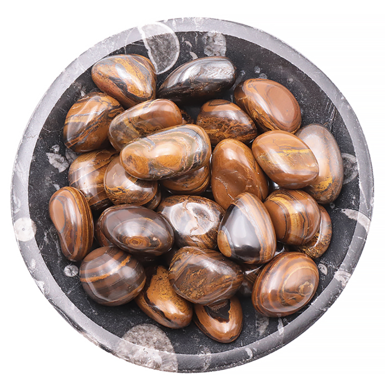 PIERRE ROULÉE OEIL DE TIGRE NAMIBIE AA 30 À 40MM