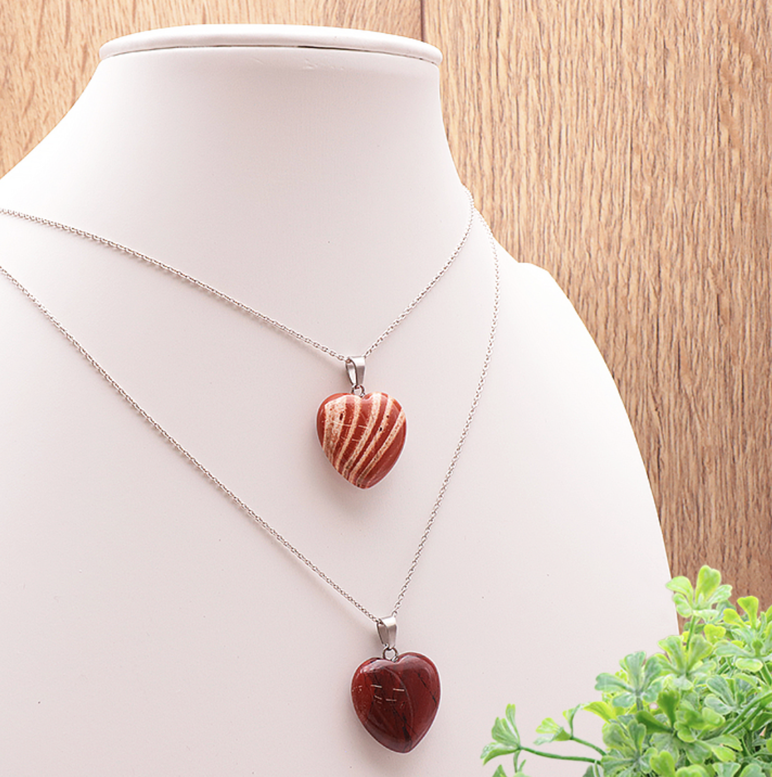 PENDENTIF COEUR 20MM JASPE ROUGE A