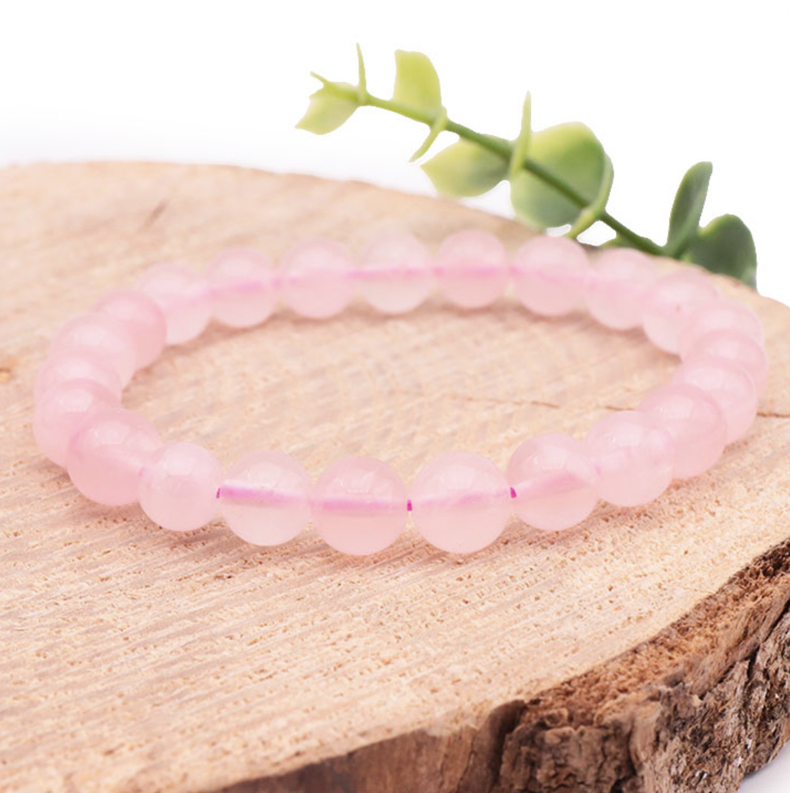 BRACELET BOULE 08MM QUARTZ ROSE AFRIQUE DU SUD AA