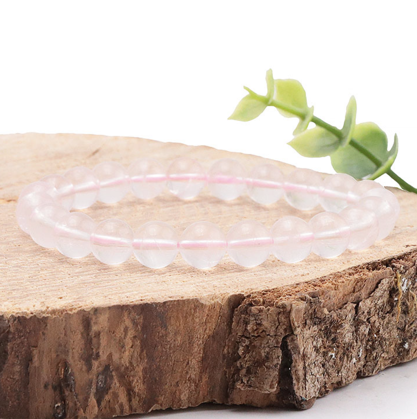 BRACELET BOULE 08MM QUARTZ ROSE BRÉSIL AA