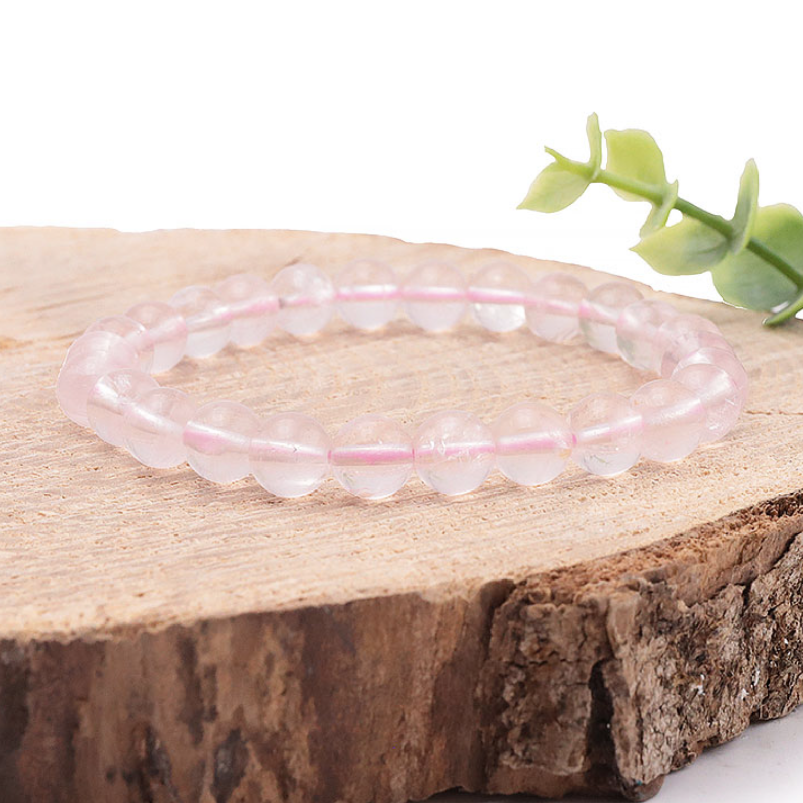 BRACELET BOULE 08MM QUARTZ ROSE BRÉSIL AAA