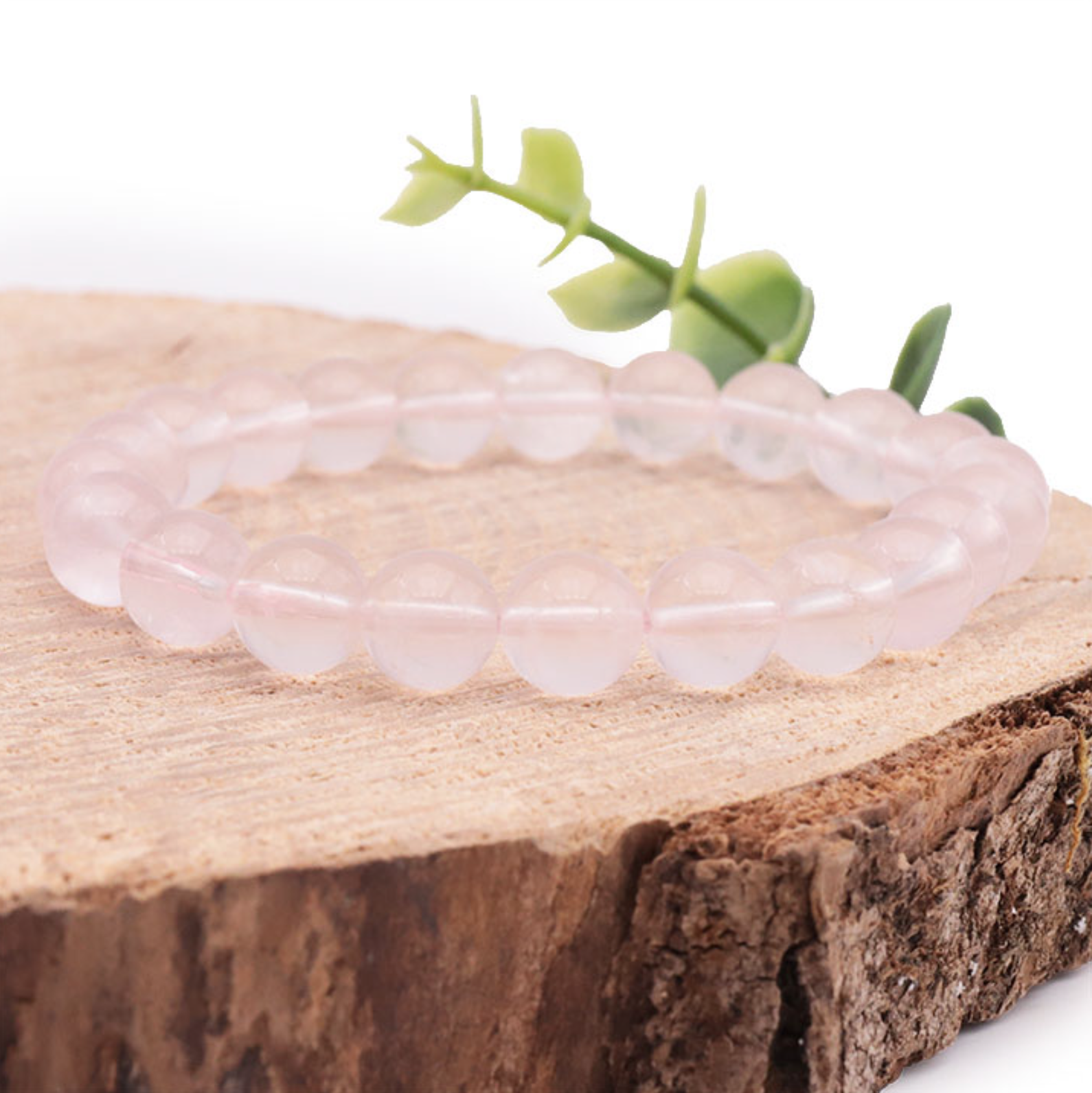 BRACELET BOULE 08MM QUARTZ ROSE MADAGASCAR AA+