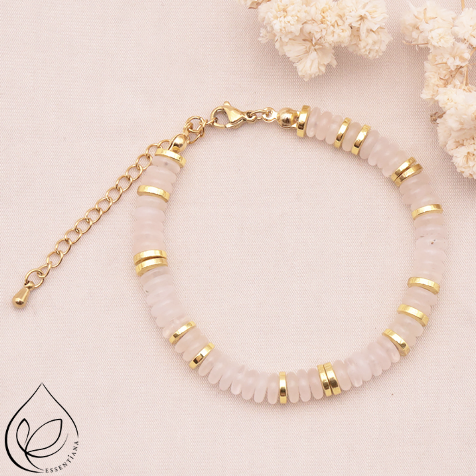 BRACELET ONA DORÉ QUARTZ ROSE A