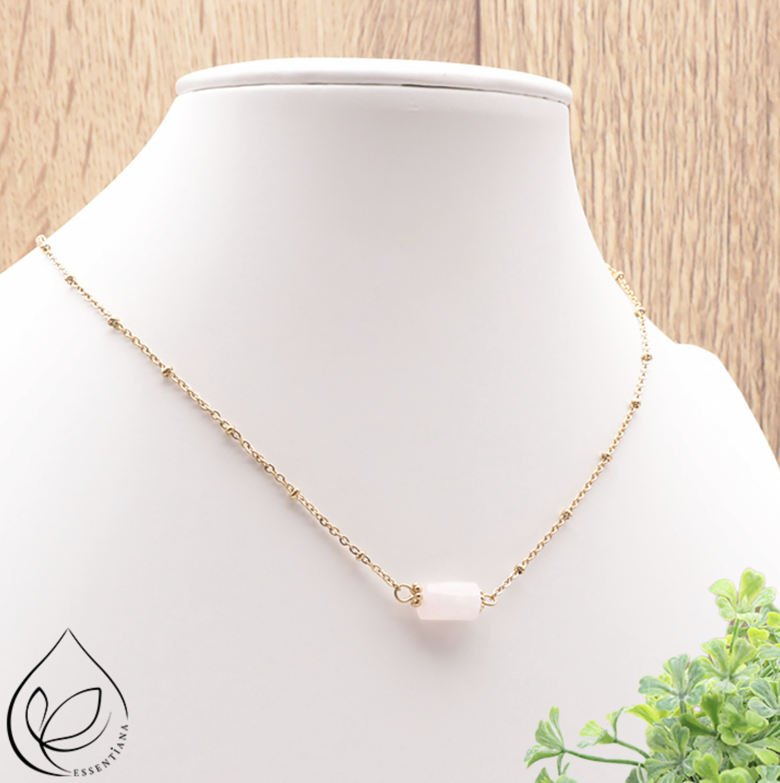 COLLIER CLÉA DORÉ QUARTZ ROSE A