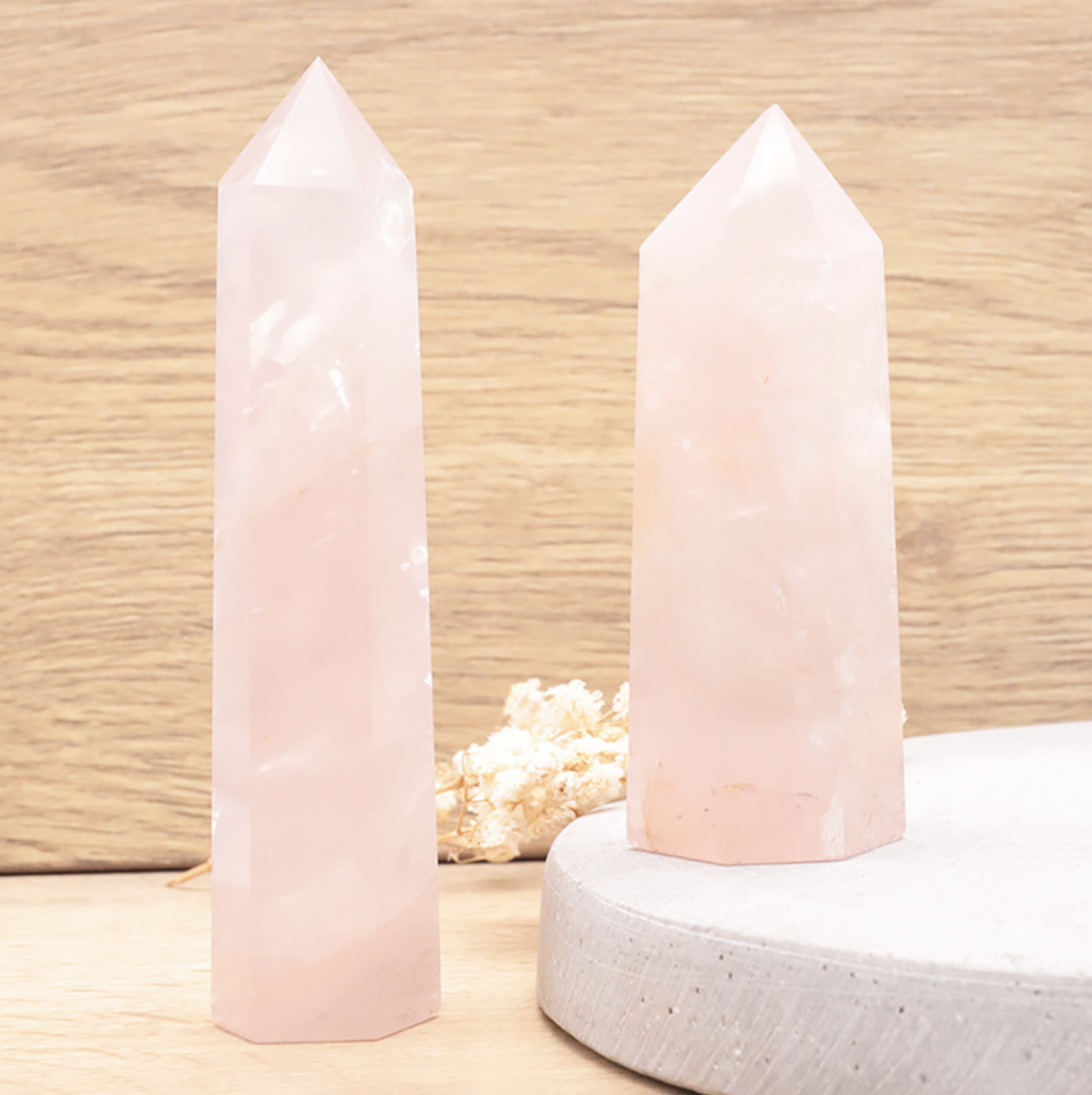 POINTE POLIE QUARTZ ROSE AFRIQUE DU SUD AA 120 À 150G (1 PIÈCE)