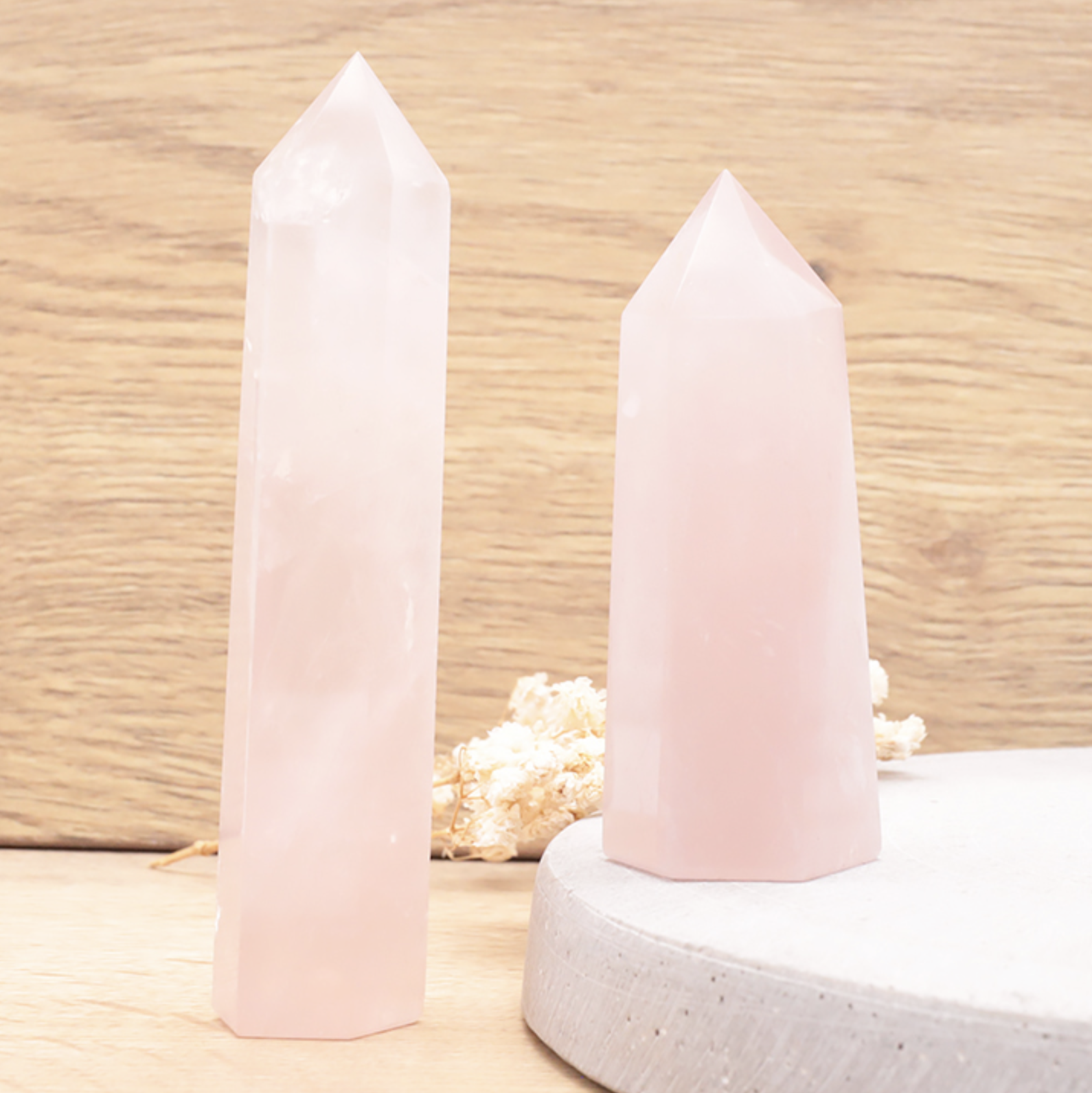 POINTE POLIE QUARTZ ROSE AFRIQUE DU SUD AA 90 À 120G (1 PIÈCE)