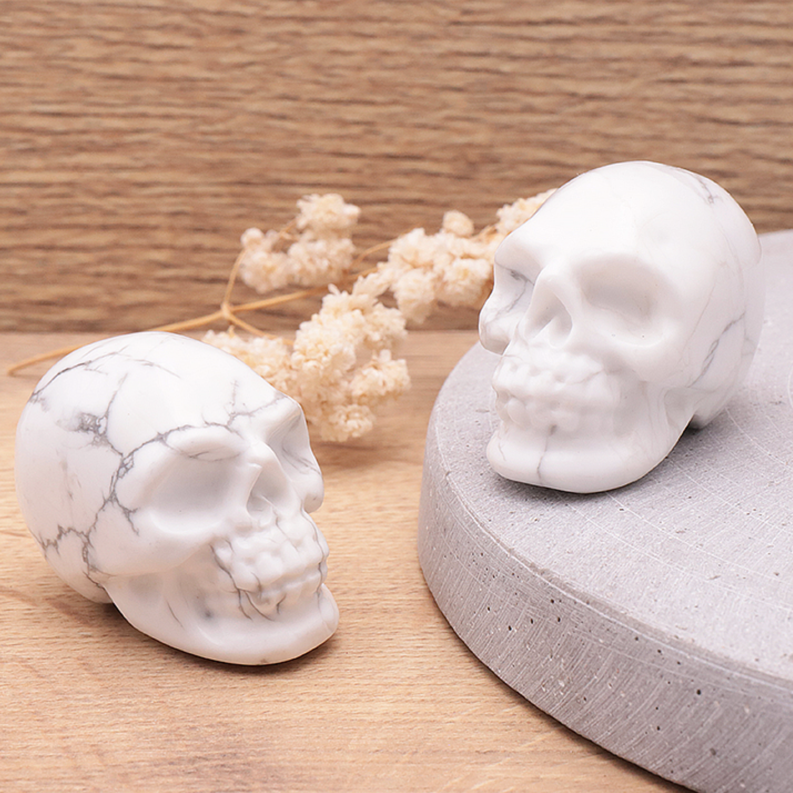 CRÂNE 50MM HOWLITE BLANCHE A (1 PIÈCE)