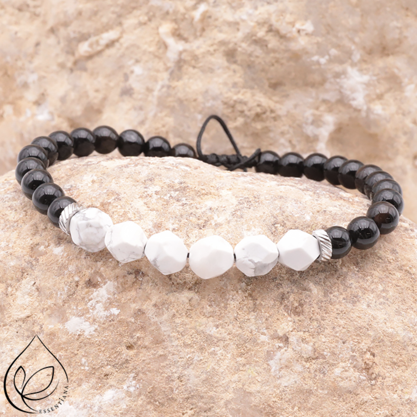 BRACELET VIBE HOWLITE BLANCHE, ONYX A