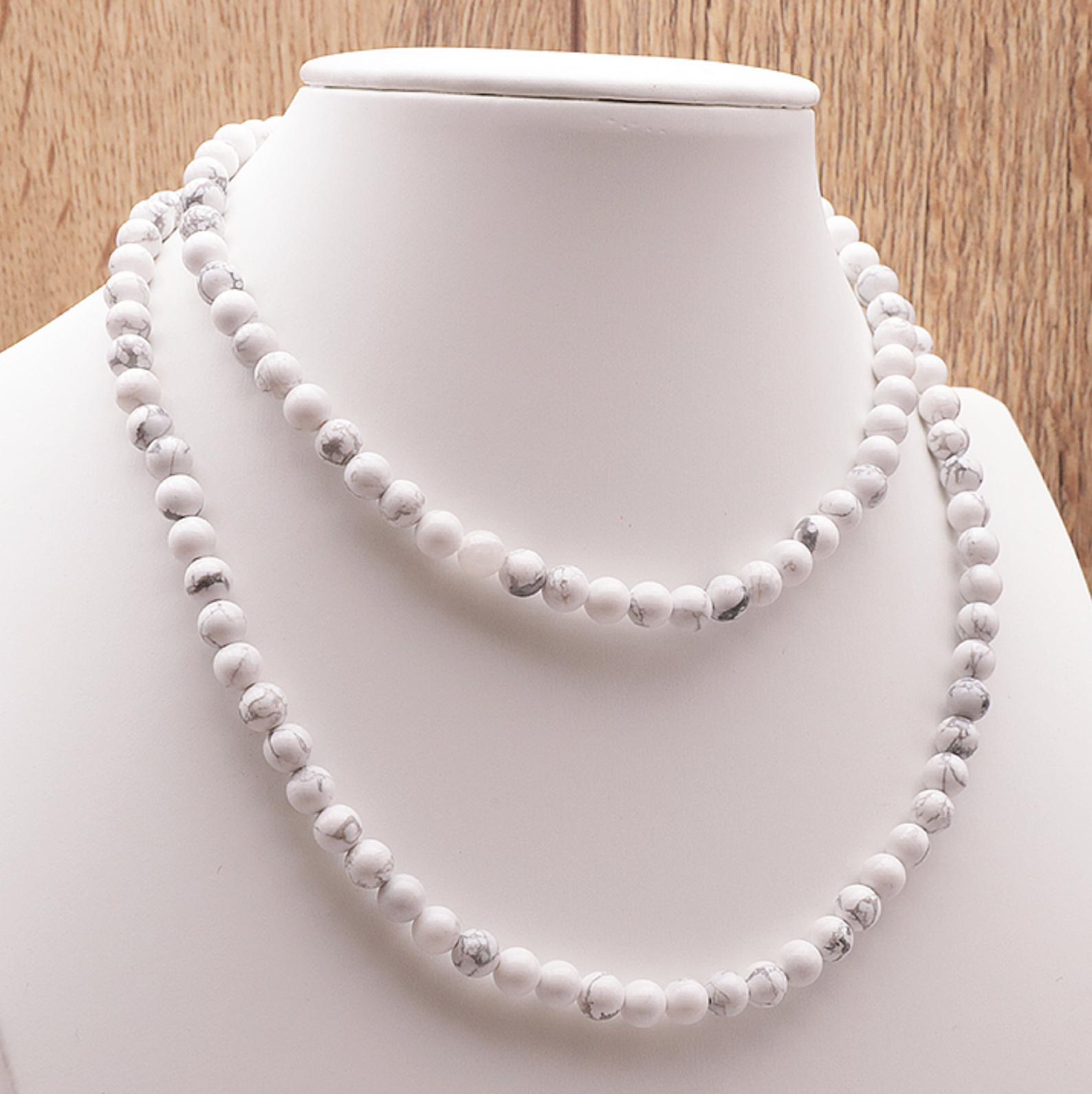 COLLIER BOULE 06MM HOWLITE BLANCHE A