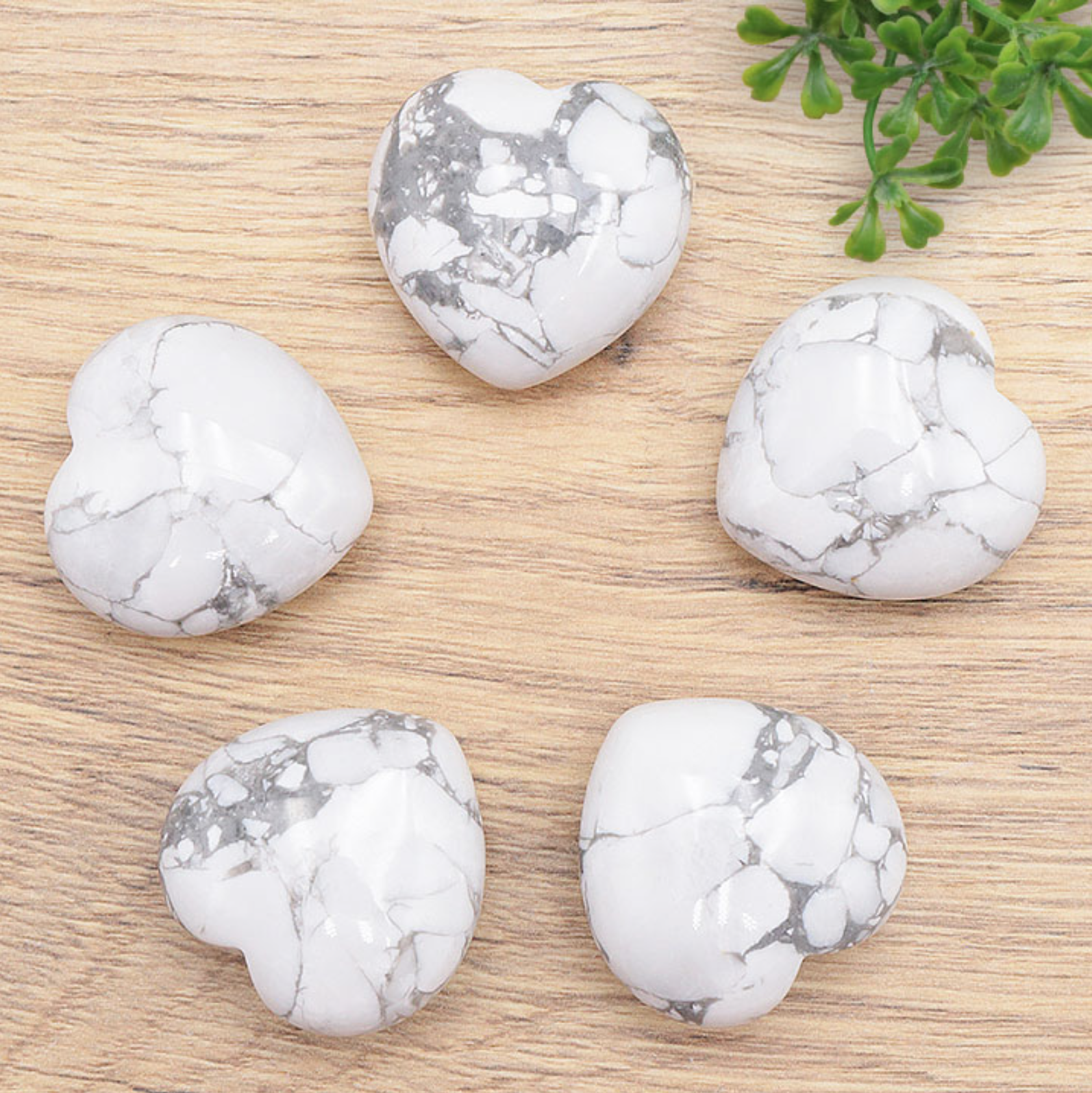 GALET COEUR 30MM HOWLITE BLANCHE A