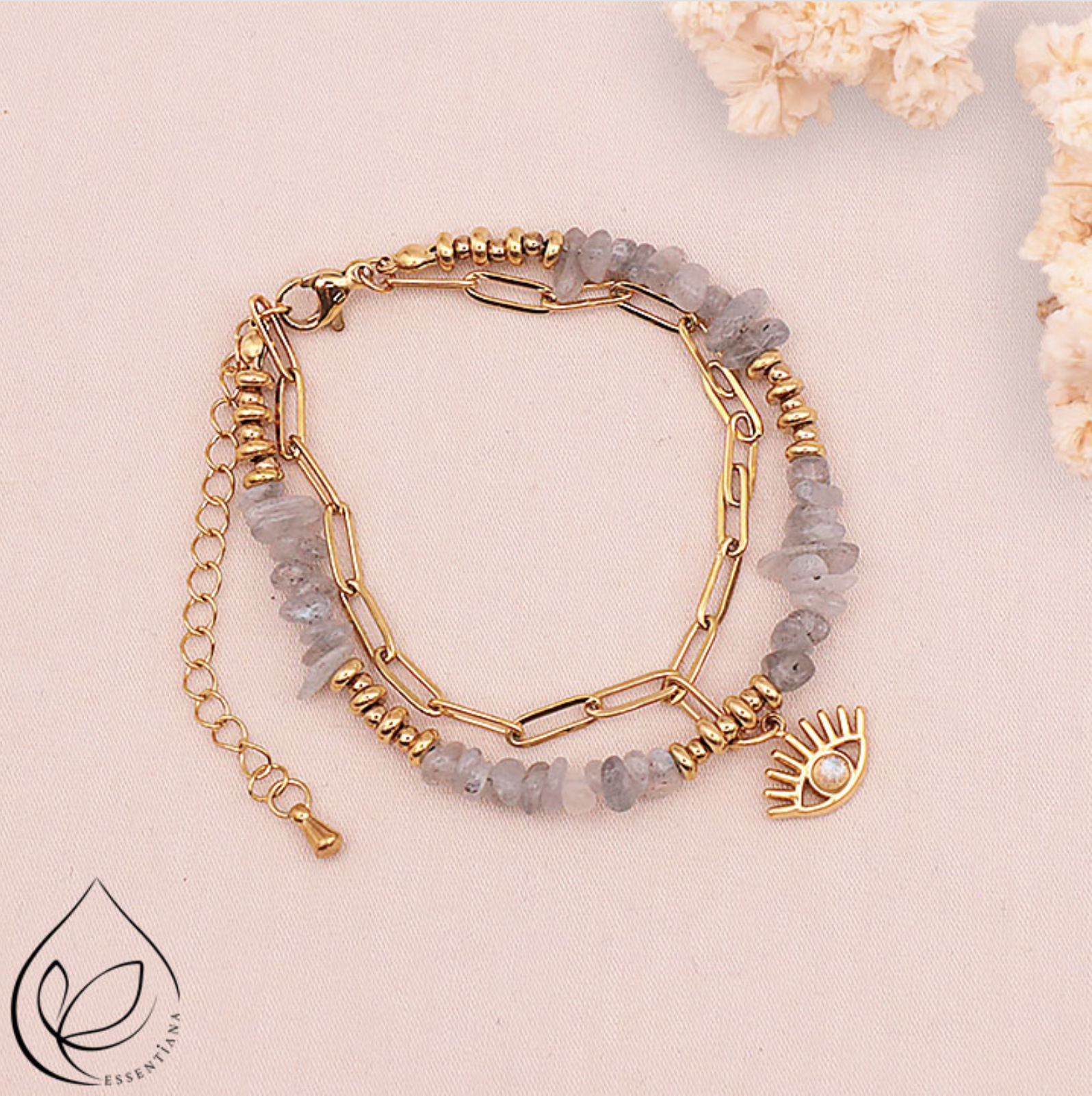 BRACELET HORUS DORÉ LABRADORITE AA