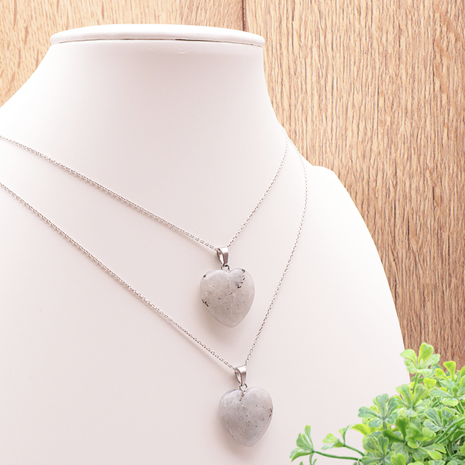 PENDENTIF COEUR 20MM LABRADORITE AB