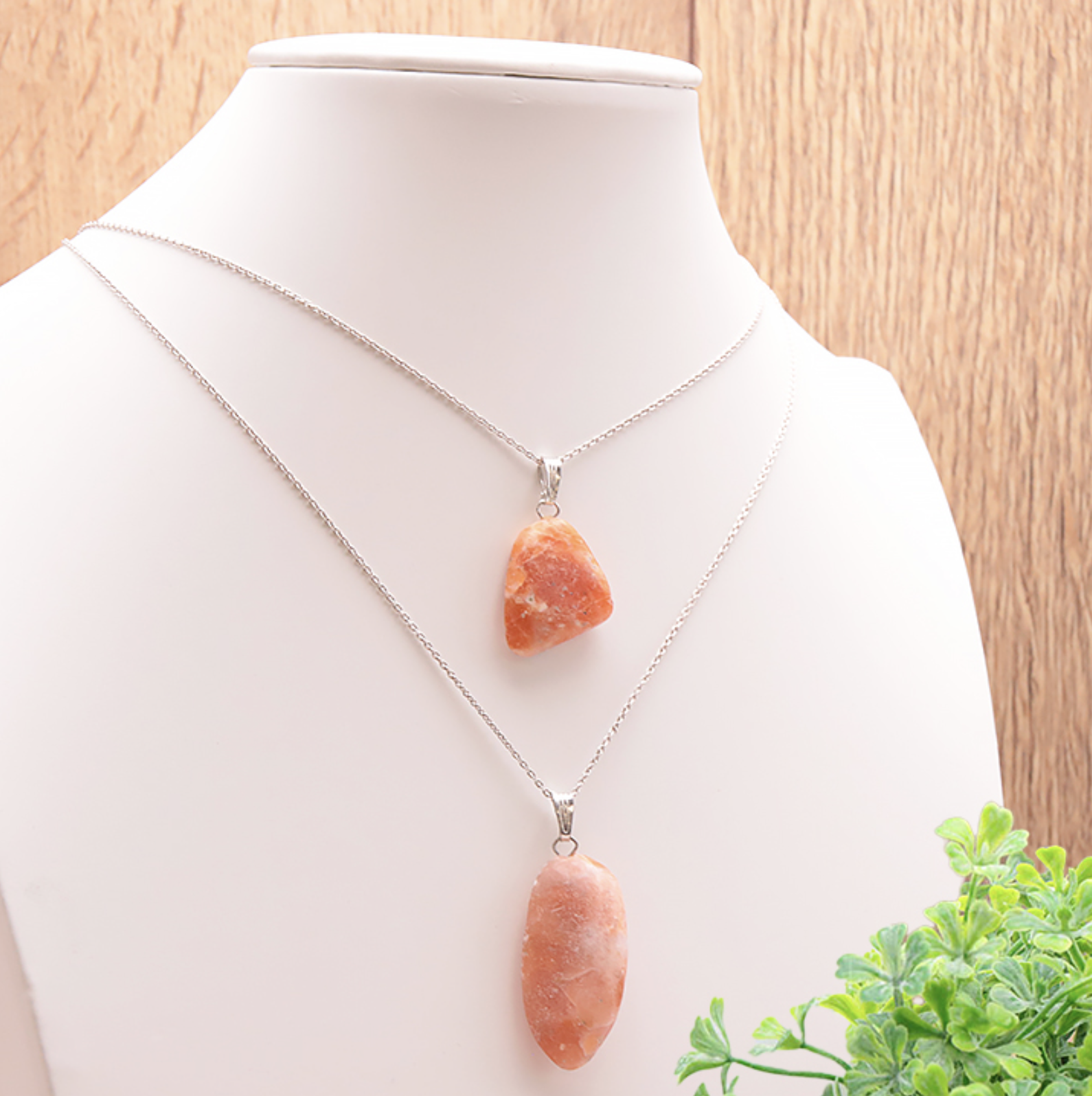 PENDENTIF PIERRE ROULÉE CALCITE ORANGE AB