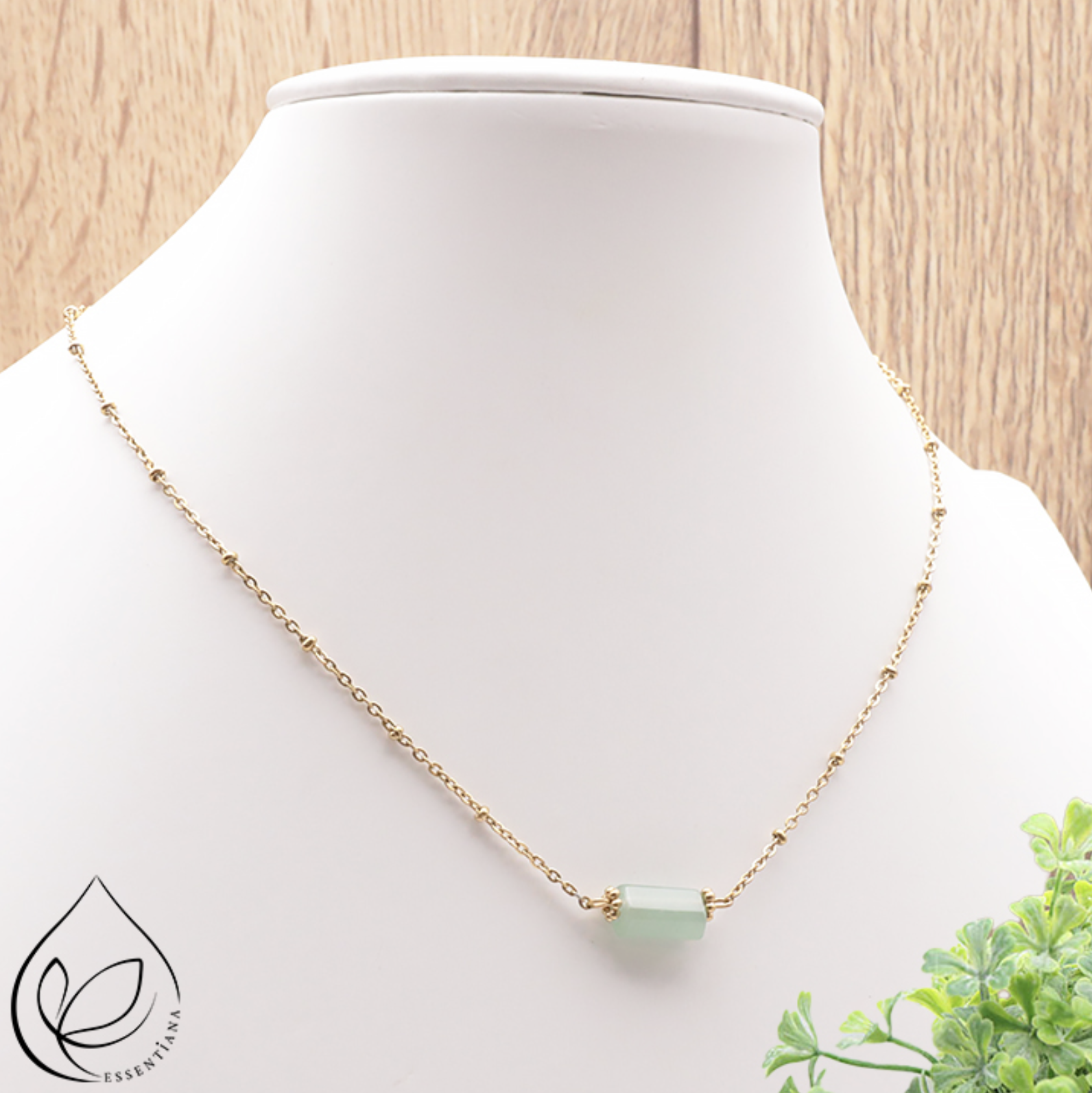 COLLIER CLÉA DORÉ AVENTURINE VERTE A