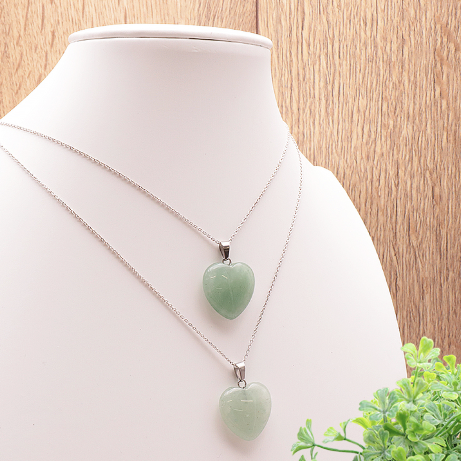 PENDENTIF COEUR 20MM AVENTURINE VERTE A