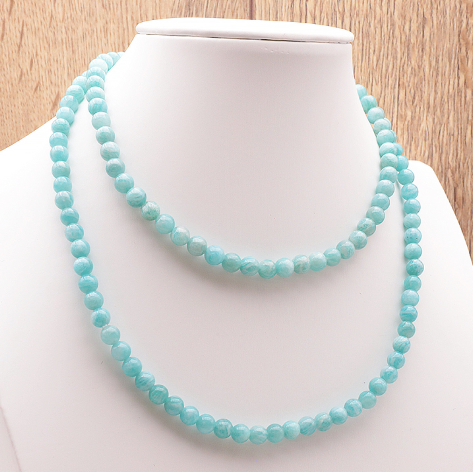 COLLIER BOULE 06MM AMAZONITE PÉROU AA