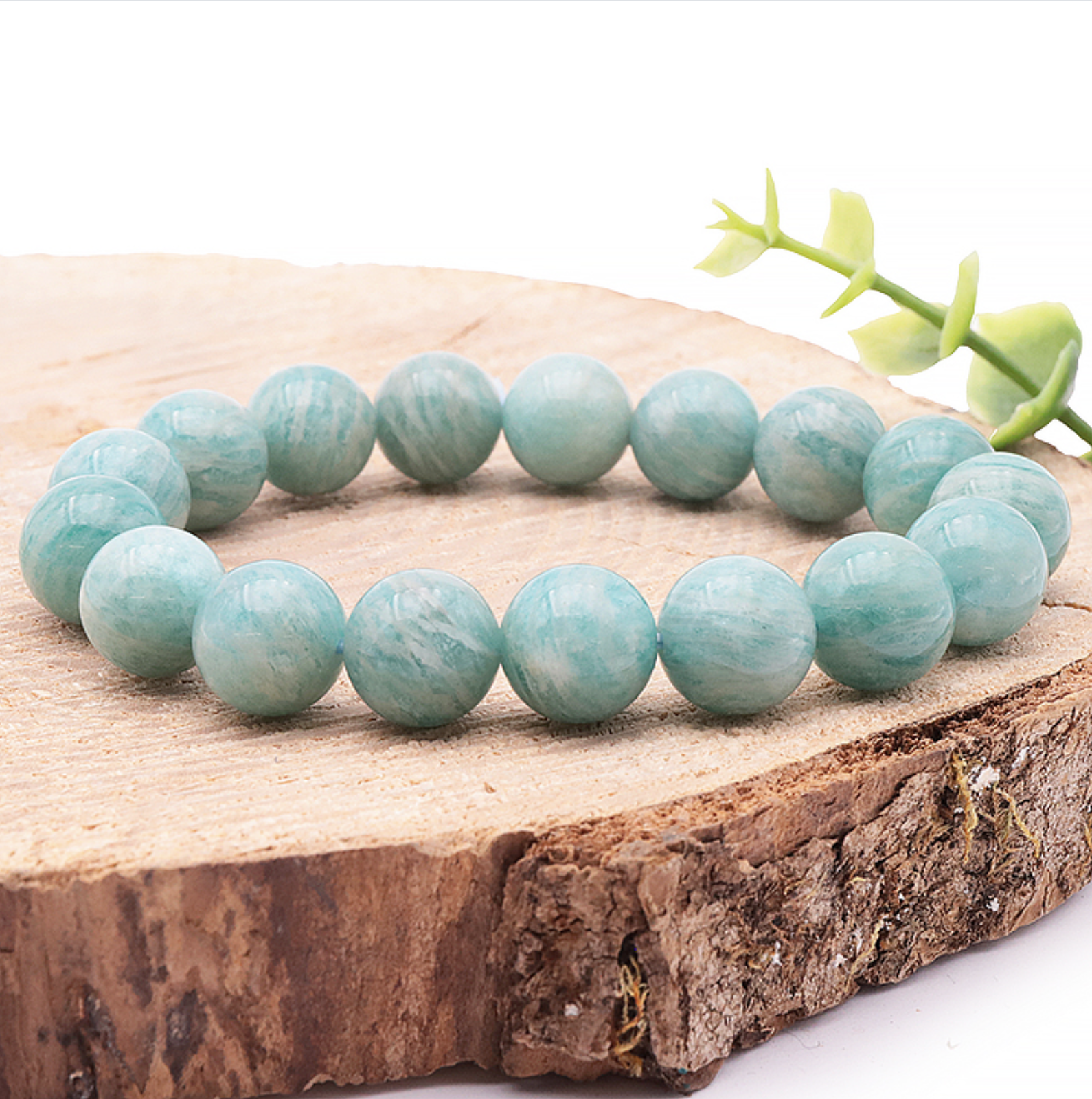 BRACELET BOULE 12MM AMAZONITE PÉROU A