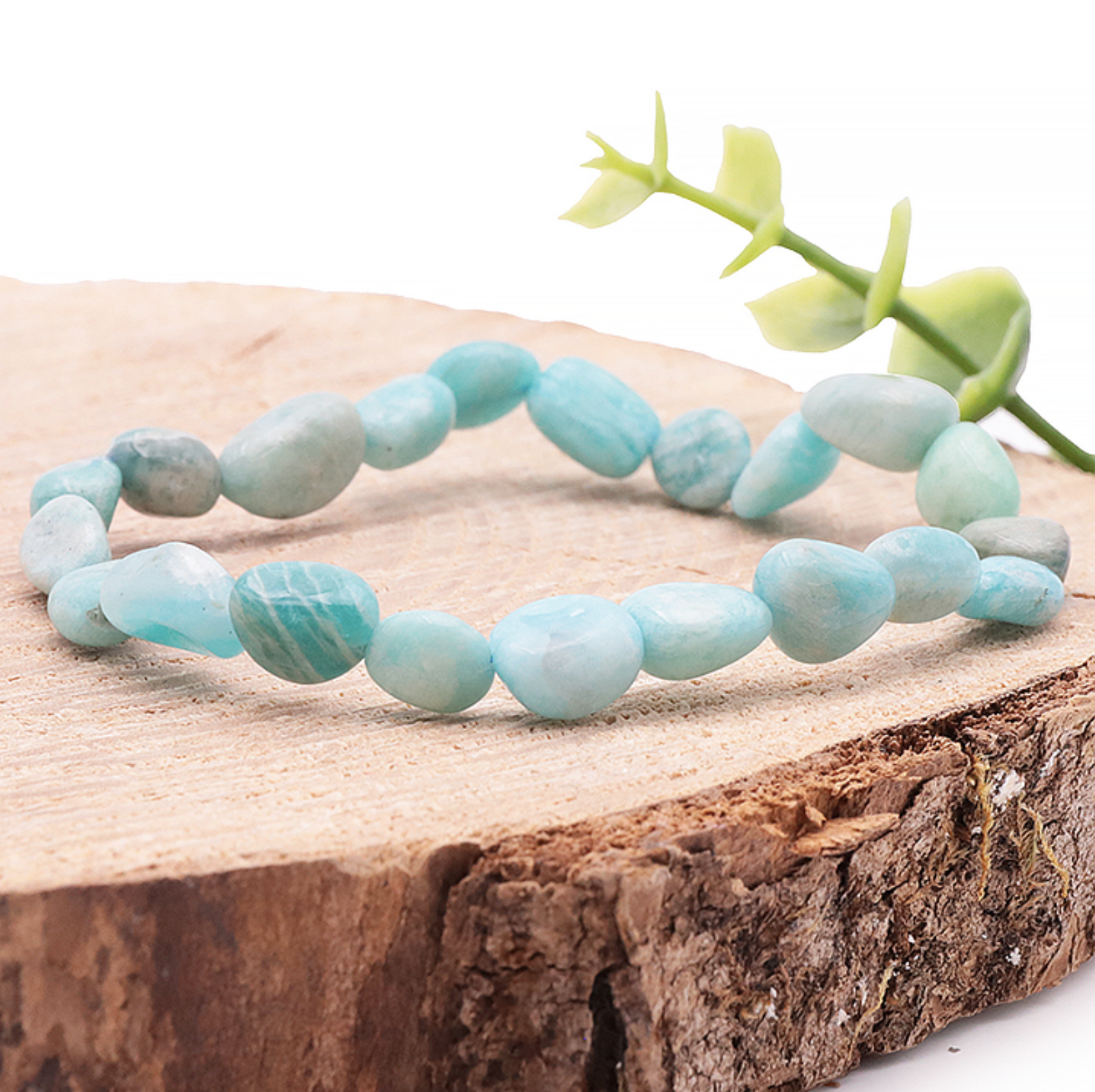 BRACELET PIERRES ROULÉES AMAZONITE PÉROU A