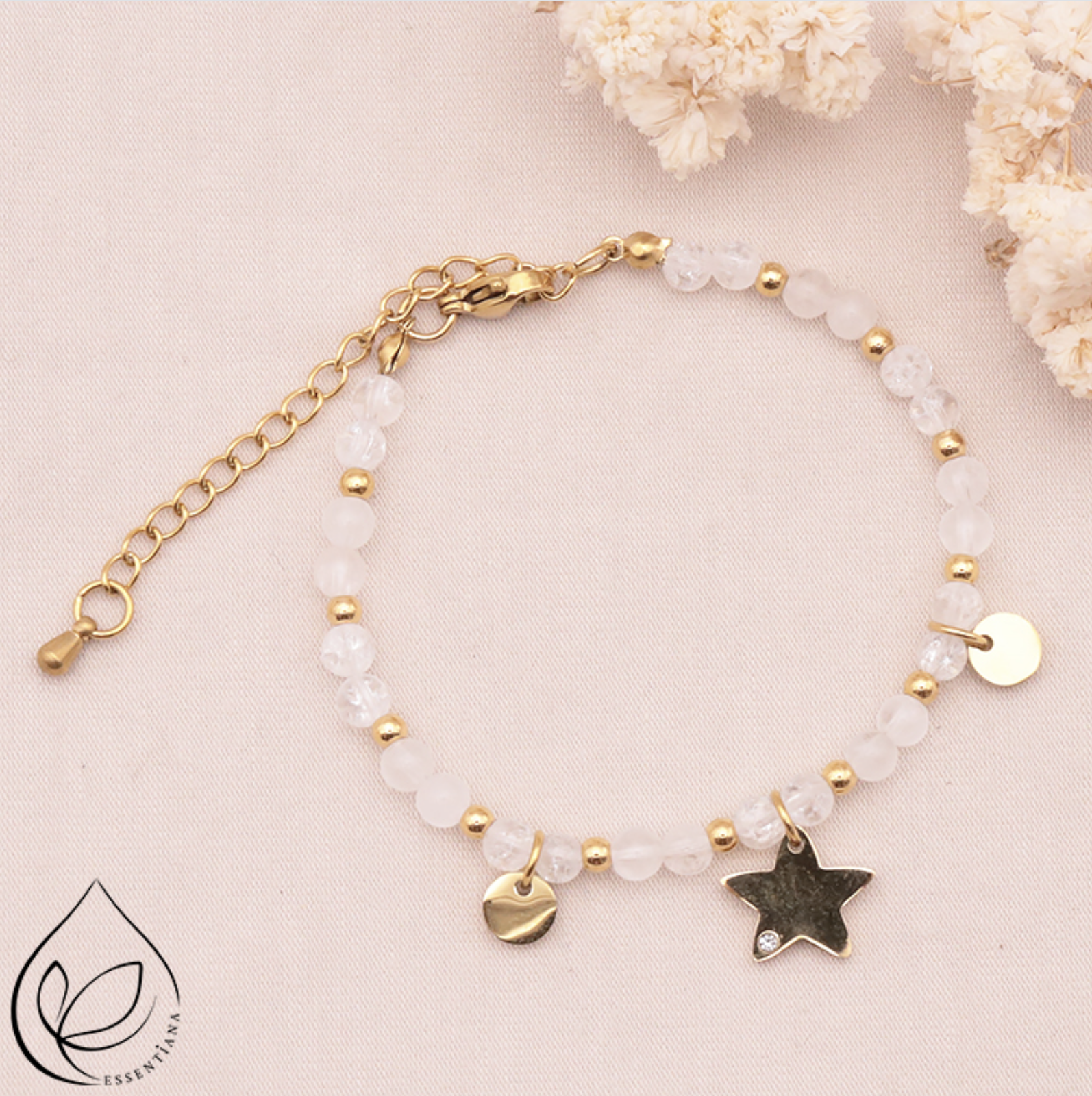 BRACELET MIRA DORÉ CRISTAL DE ROCHE CRACK, CRISTAL DE ROCHE A