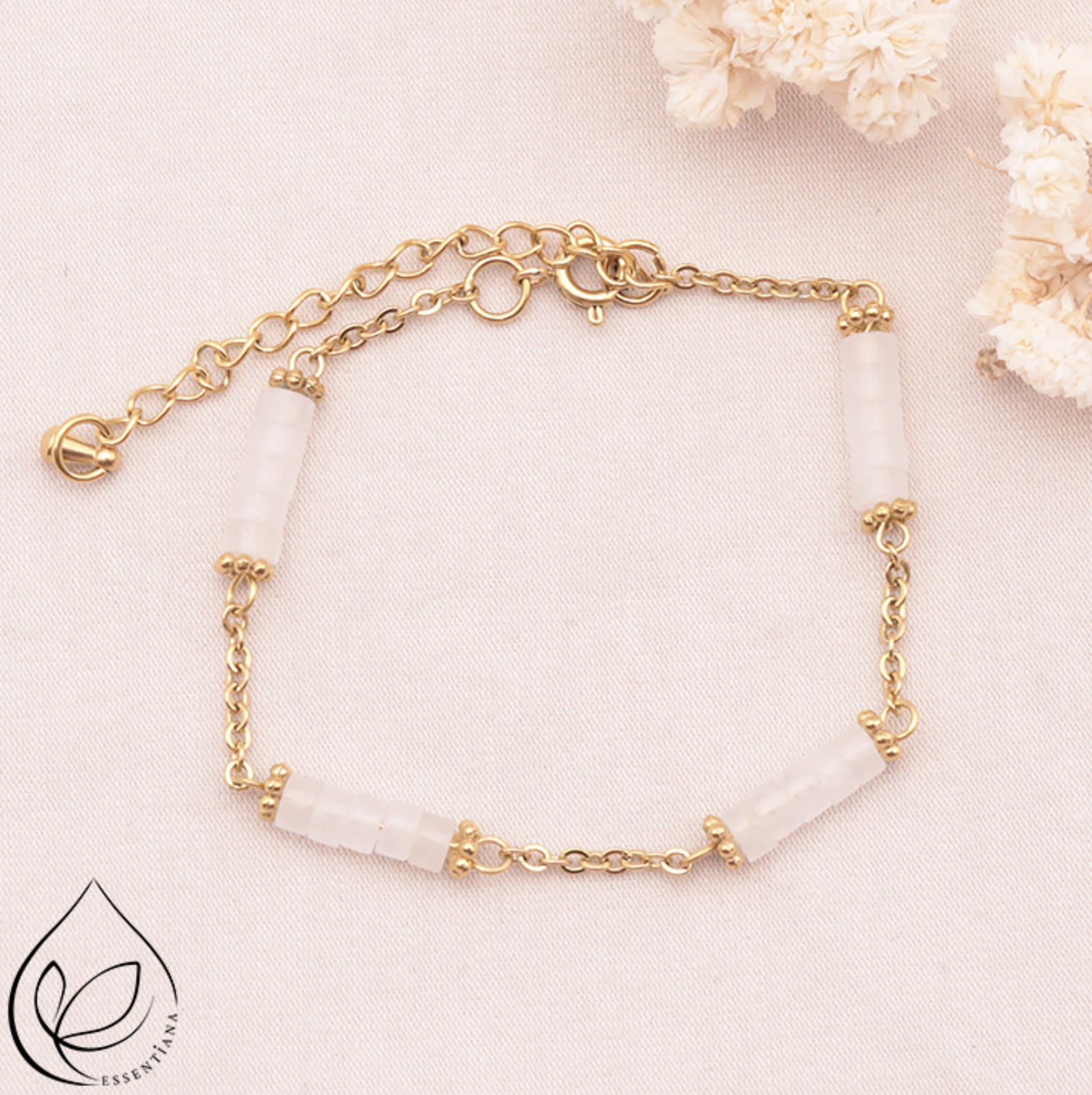 BRACELET ORANE DORÉ CRISTAL DE ROCHE A