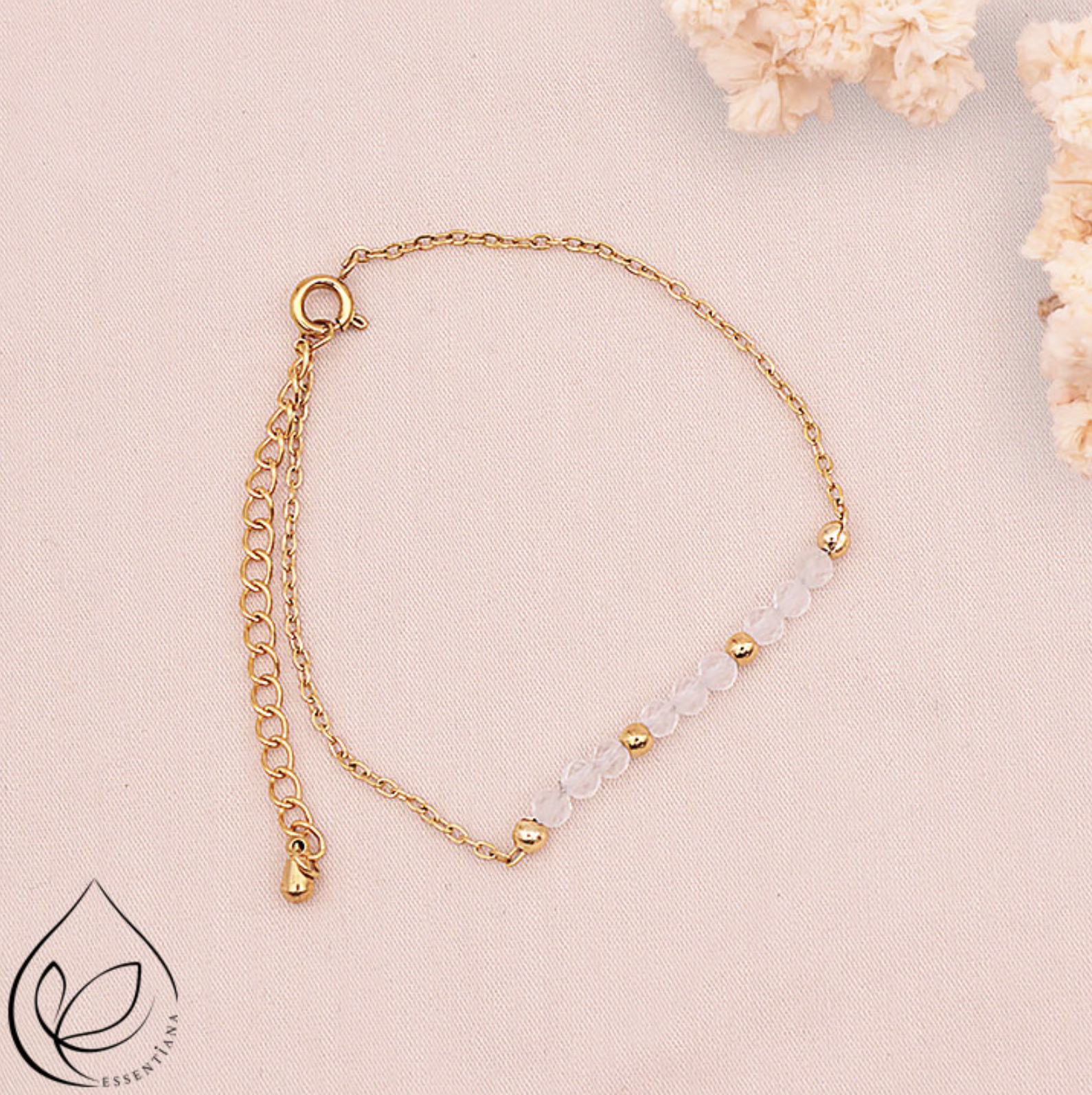 BRACELET ZÉNA DORÉ CRISTAL DE ROCHE AA