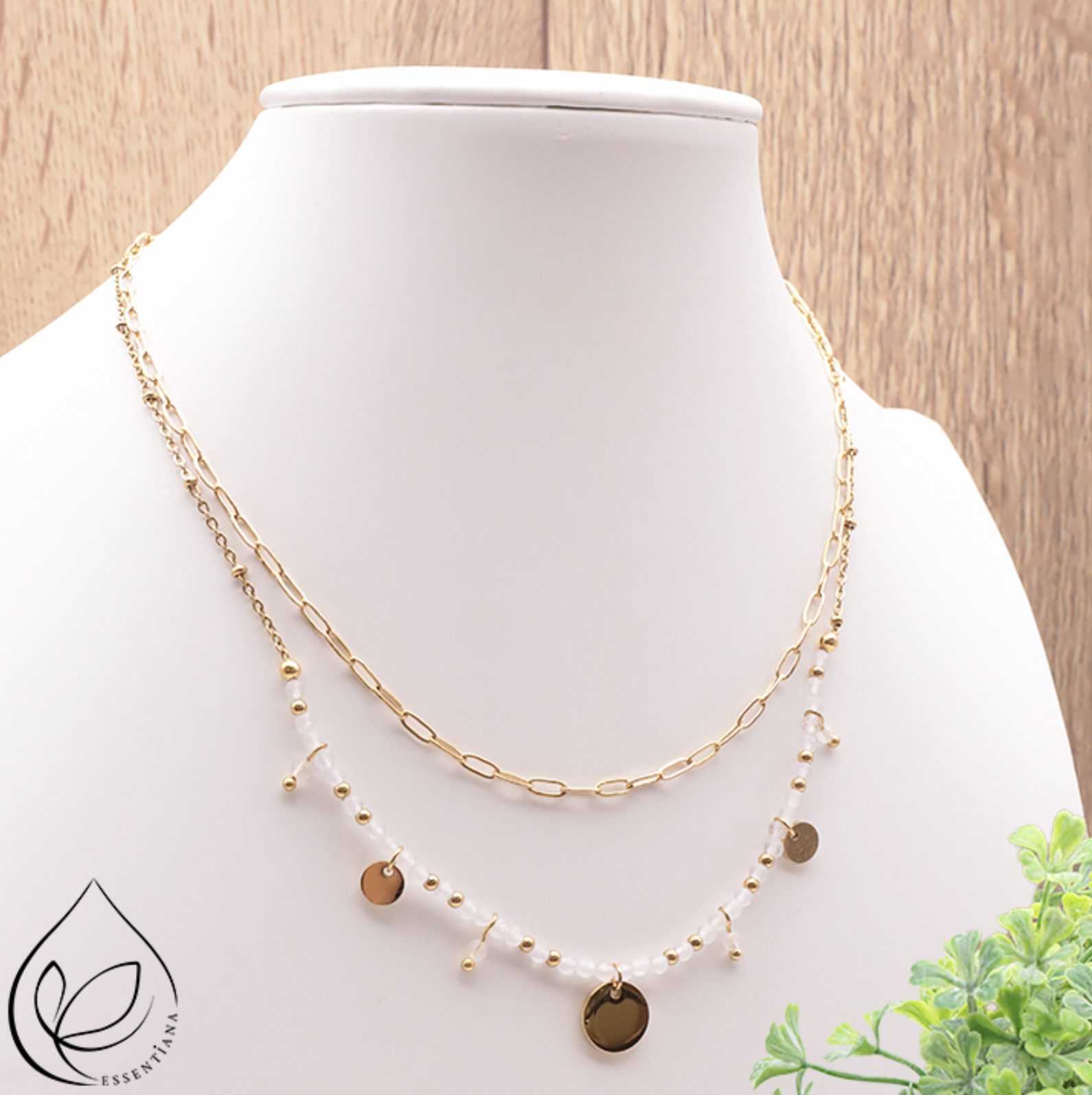 COLLIER IRIS DORÉ CRISTAL DE ROCHE A