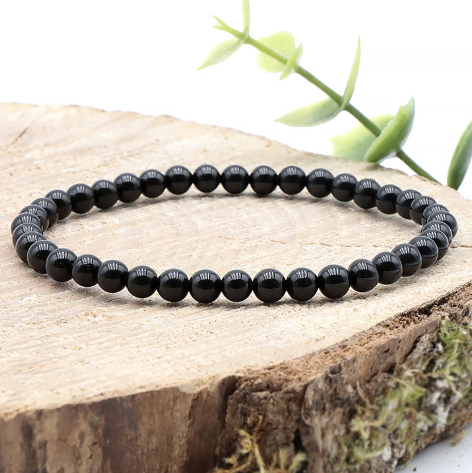 BRACELET BOULE 04MM TOURMALINE NOIRE A