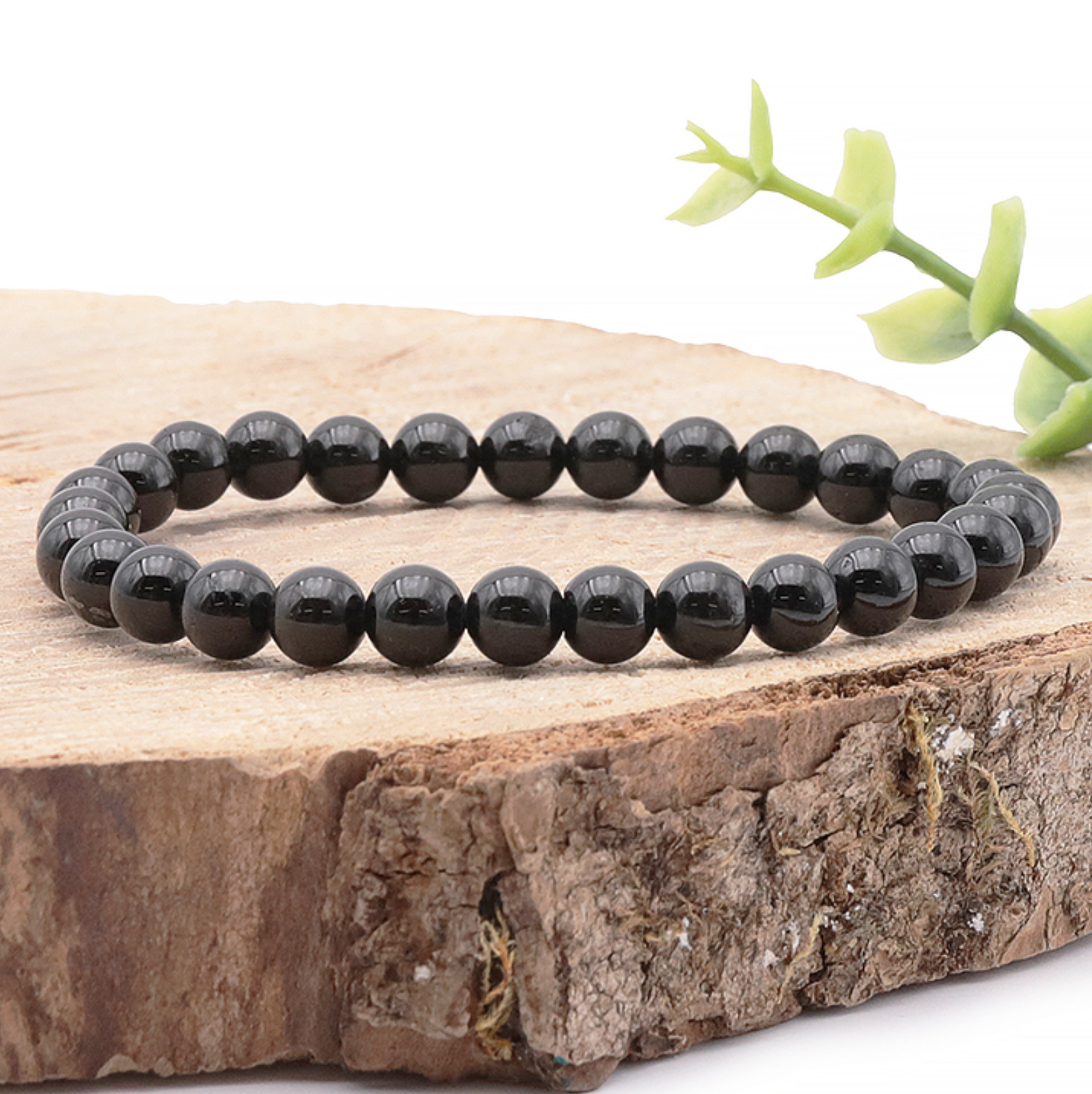 BRACELET BOULE 06MM TOURMALINE NOIRE A