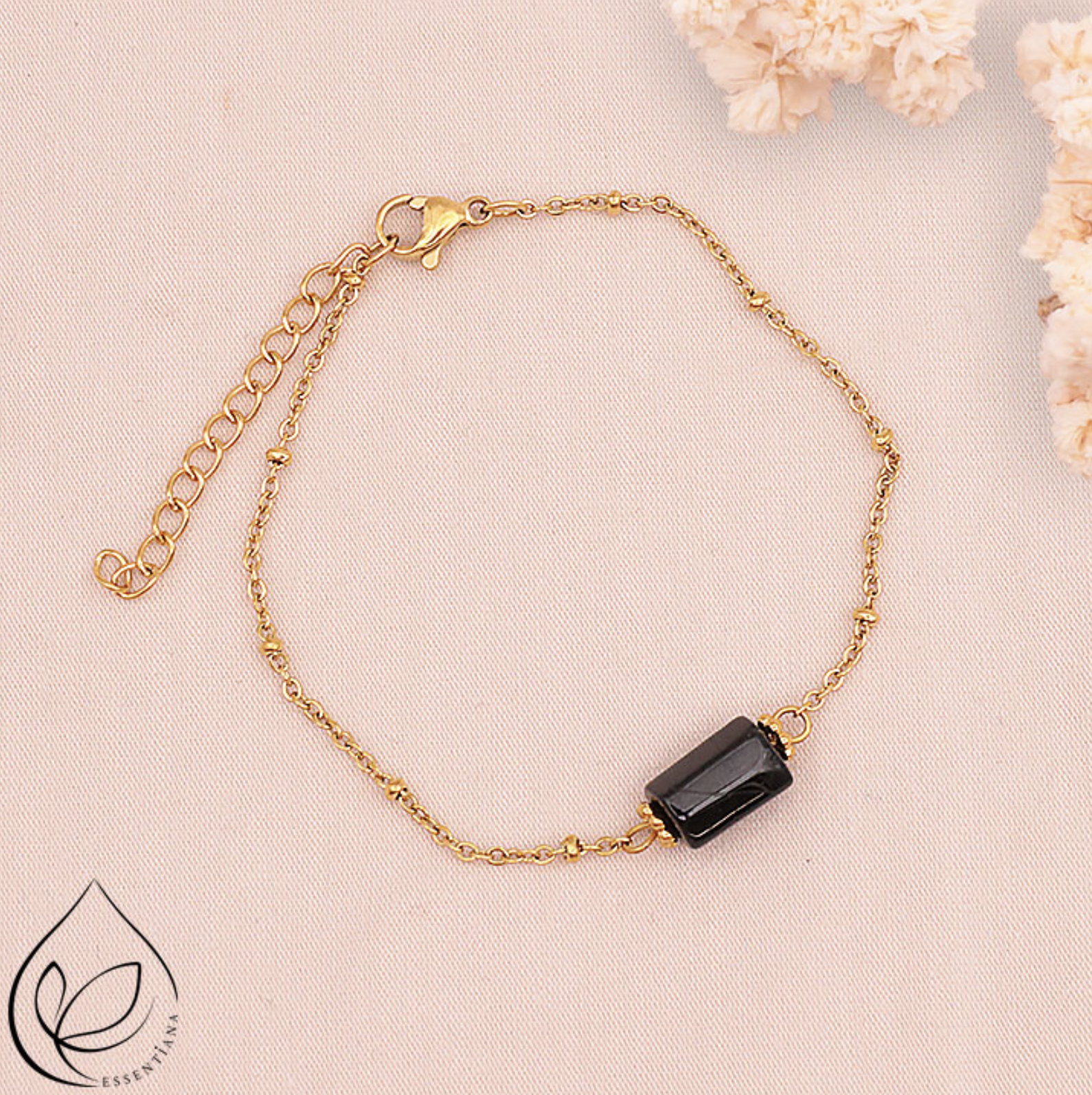 BRACELET CLÉA DORÉ TOURMALINE NOIRE A