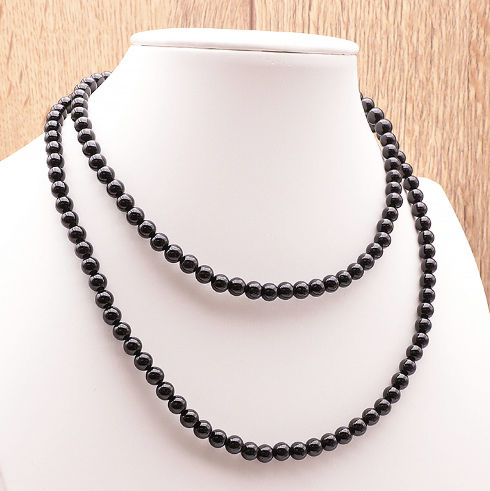 COLLIER BOULE 06MM TOURMALINE NOIRE A