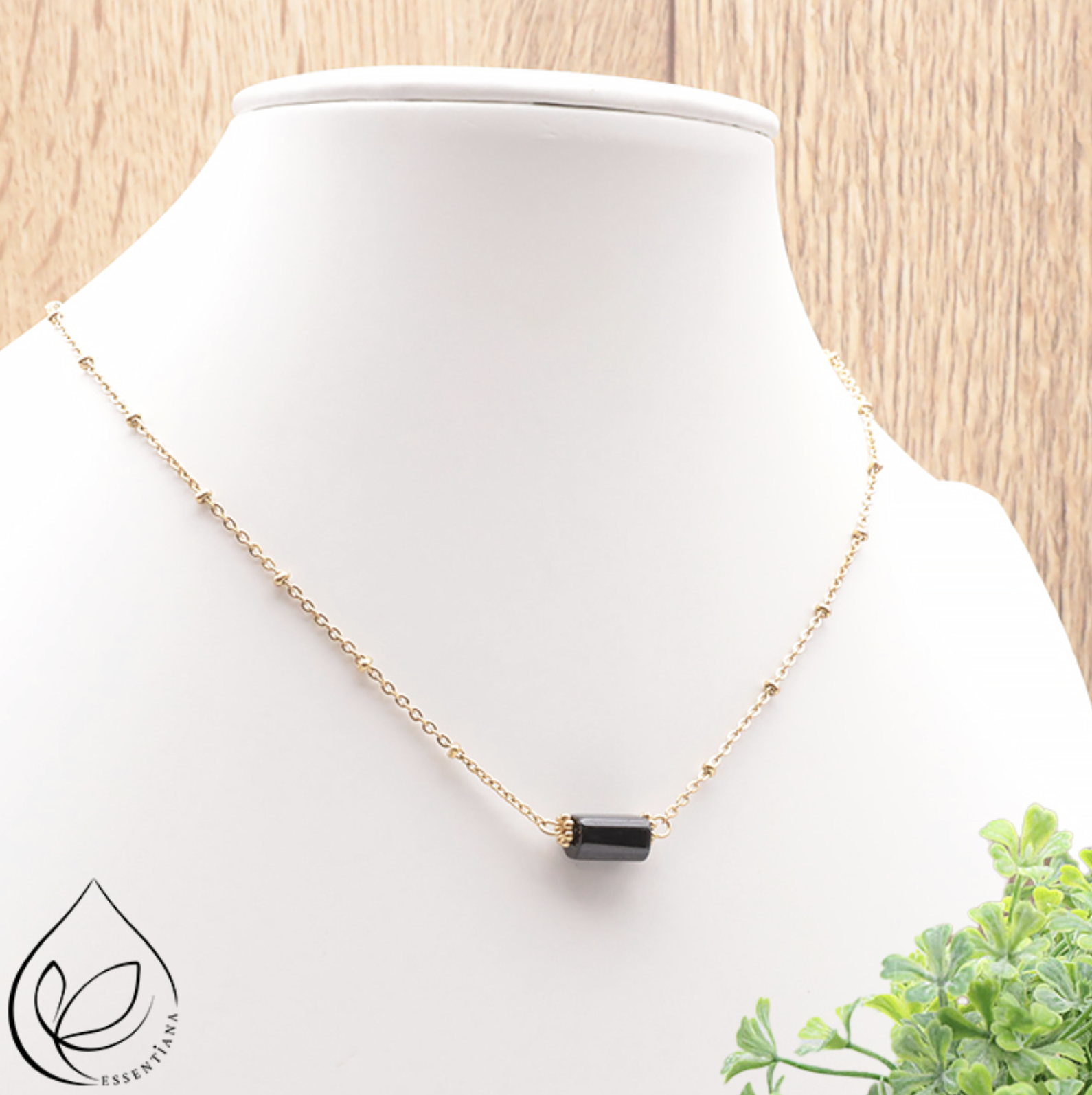 COLLIER CLÉA DORÉ TOURMALINE NOIRE A